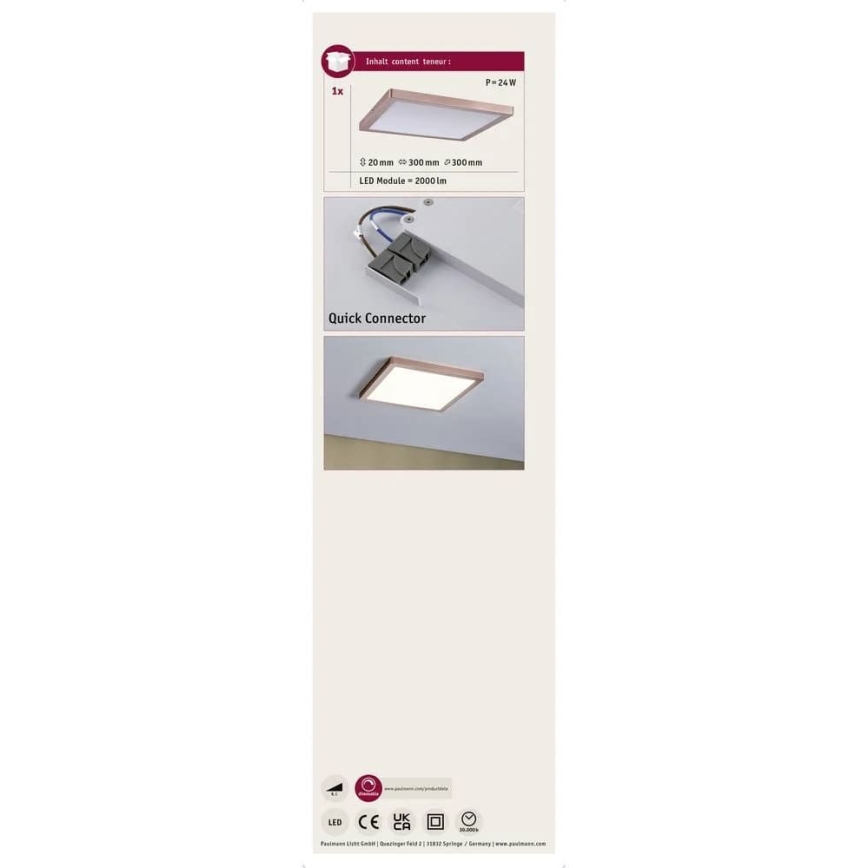 Paulmann 70873 - LED/24W Панель с регулированием яркости ATRIA 230V 2700K 30x30 см розовое золото
