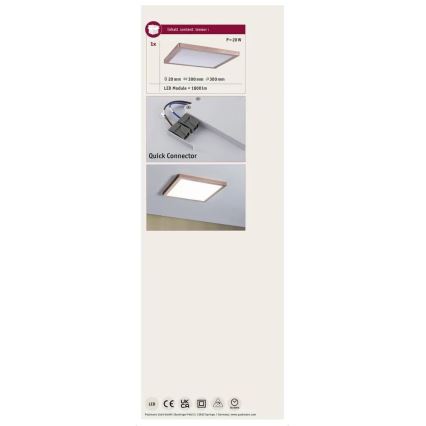 Paulmann 70941 - LED/20W Припотолочная панель ATRIA 230V 4000K 30x30 см розовое золото