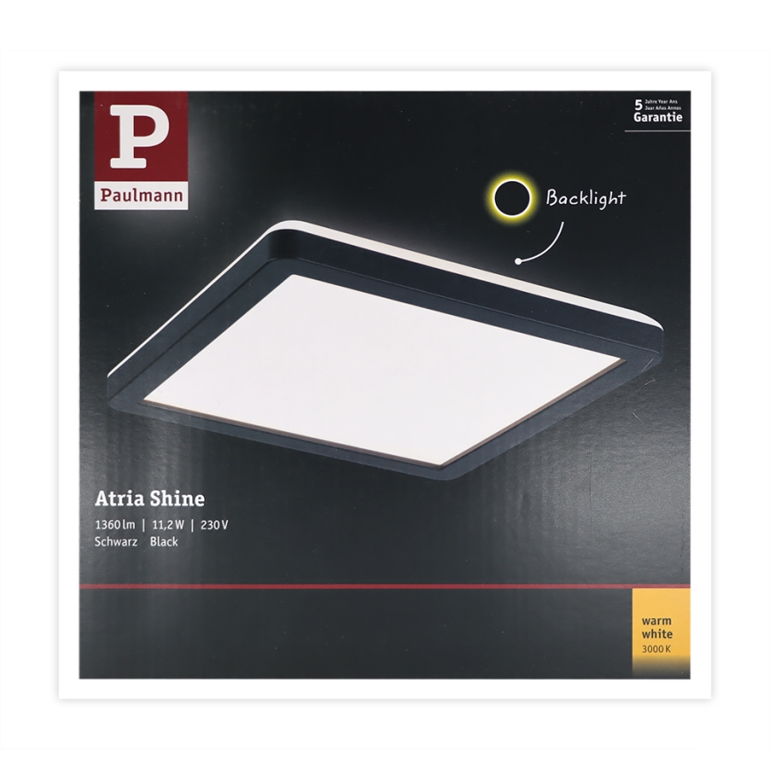 Paulmann 71000 - LED/11,2W Пристельова панель ATRIA 230V 3000K 19x19 см чорний