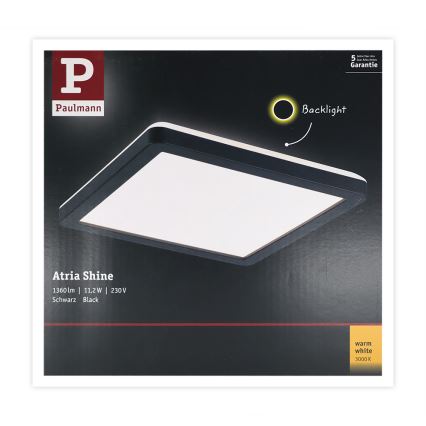 Paulmann 71000 - LED/11,2W Пристельова панель ATRIA 230V 3000K 19x19 см чорний