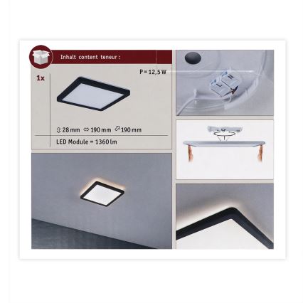 Paulmann 71000 - LED/11,2W Пристельова панель ATRIA 230V 3000K 19x19 см чорний