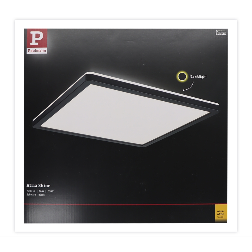 Paulmann 71001 - LED/16W Припотолочная панель ATRIA 230V 3000K 29,3x29,3 см черный