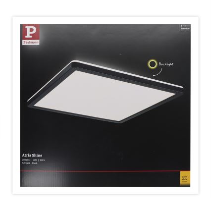 Paulmann 71001 - LED/16W Пристельова панель ATRIA 230V 3000K 29,3x29,3 см чорний