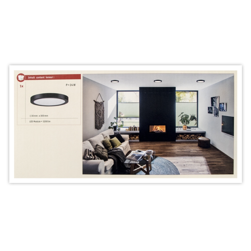 Paulmann 71025 - LED/22W Стельовий світильник ABIA 230V чорний