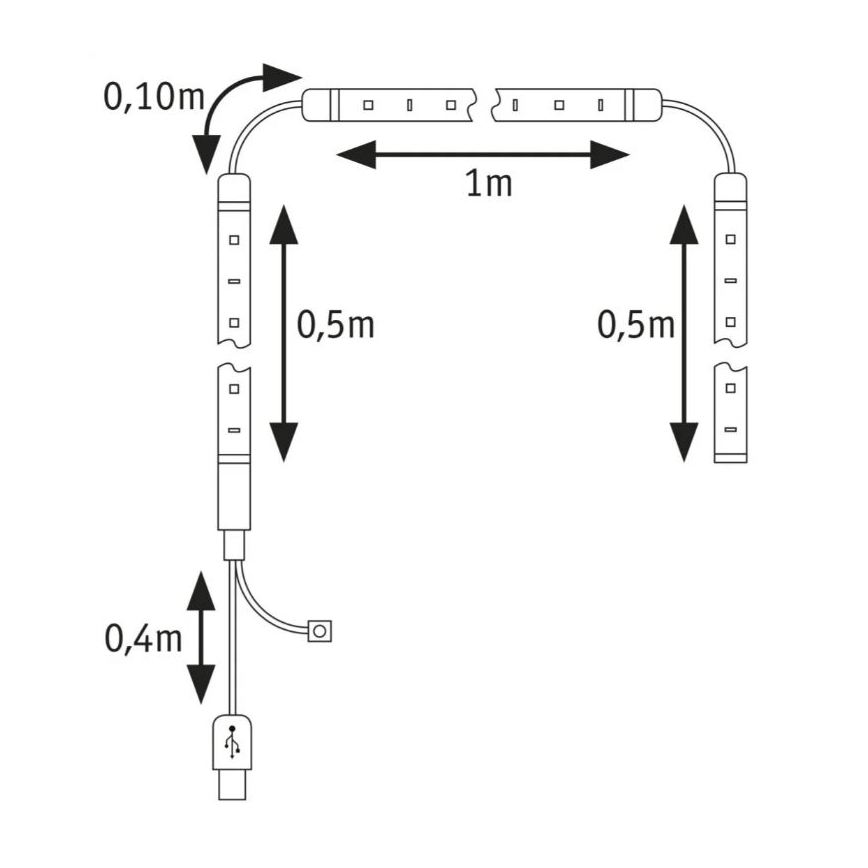 Paulmann 78880 - LED/3,5W RGB-лента для ТВ с регулированием яркости 2 м ZOLL 5V + дистанционное управление