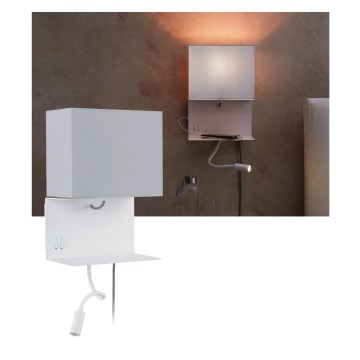 Paulmann 78913 - LED/2,5W + 1xE27/40W Настінний світильник з полицею та USB MERANI 230V білий