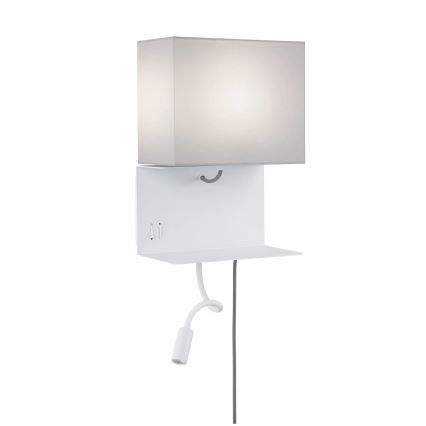 Paulmann 78913 - LED/2,5W + 1xE27/40W Настінний світильник з полицею та USB MERANI 230V білий