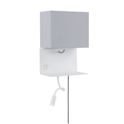 Paulmann 78913 - LED/2,5W + 1xE27/40W Настінний світильник з полицею та USB MERANI 230V білий