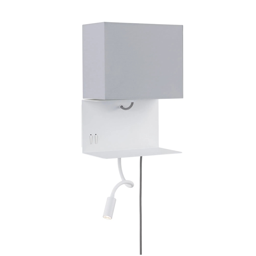 Paulmann 78913 - LED/2,5W + 1xE27/40W Настінний світильник з полицею та USB MERANI 230V білий
