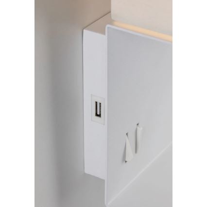Paulmann 78913 - LED/2,5W + 1xE27/40W Настінний світильник з полицею та USB MERANI 230V білий