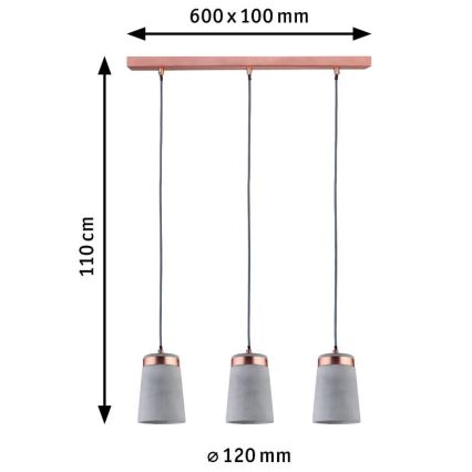 Paulmann 79626 - 3xE27/20W Подвесная люстра NEORDIC STIG 230V