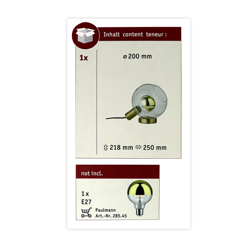 Paulmann 79727 - Настольная лампа ESBEN 1xE27/20W 230V