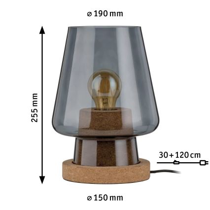 Paulmann 79736 - 1xE27/20W Настольная лампа IBEN 230V дымчатая
