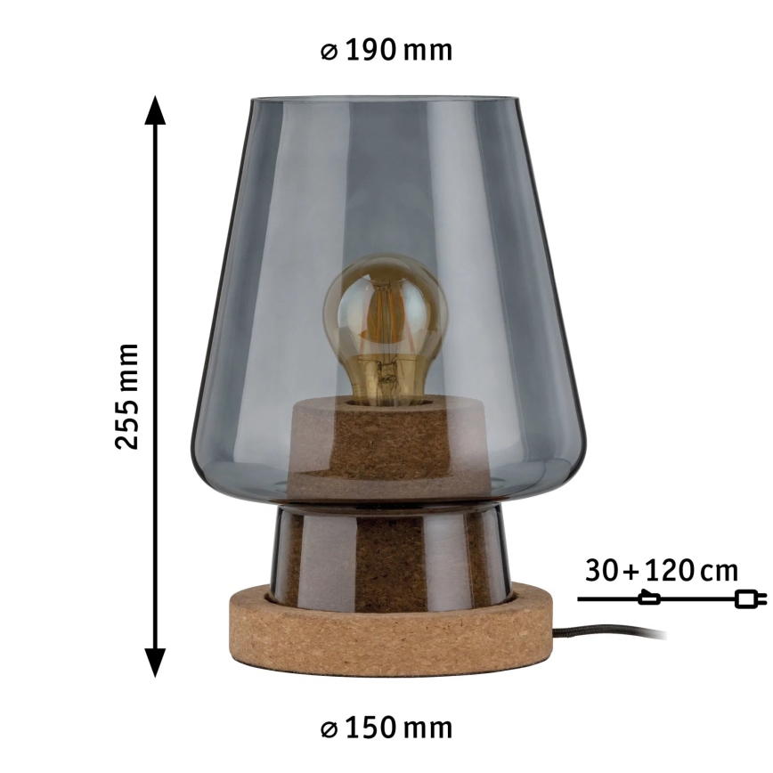 Paulmann 79736 - 1xE27/20W Настольная лампа IBEN 230V дымчатая