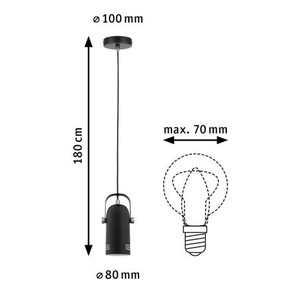 Paulmann 79766 - LED RGBW 1xE27/15W люстра на тросі LAVEA 230V чорна