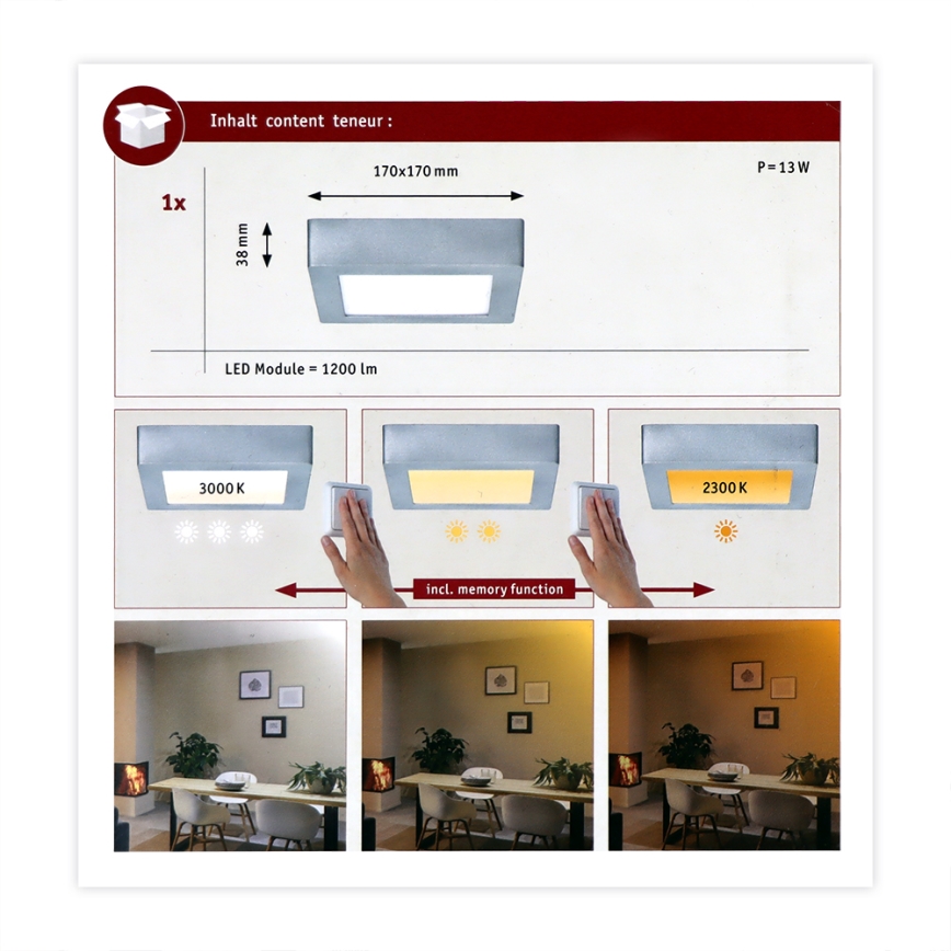 Paulmann 79791 - Потолочный светильник LED/10,2W CARPO 230V 2300-3000K