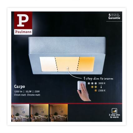 Paulmann 79791 - Потолочный светильник LED/10,2W CARPO 230V 2300-3000K