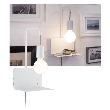 Paulmann 79812 - 1xE27/40W Настінний світильник з полицею та USB CALVANI 230V білий