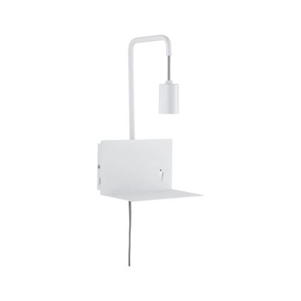 Paulmann 79812 - 1xE27/40W Настінний світильник з полицею та USB CALVANI 230V білий