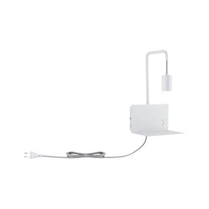 Paulmann 79812 - 1xE27/40W Настінний світильник з полицею та USB CALVANI 230V білий