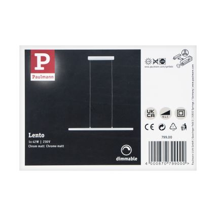 Paulmann 79900 - LED/42W Підвісна люстра з регулюванням яскравості LENTO 230V матовий хром