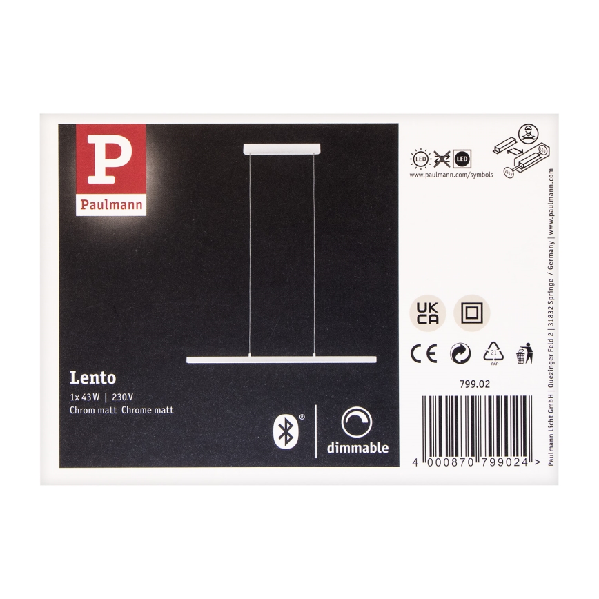 Paulmann 79902 - LED/43W Підвісна люстра з регулюванням яскравості SMART LENTO 230V 2700-6000K