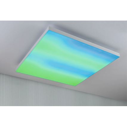 Paulmann 79910 - LED/31 Вт RGBW стельовий світильник LORIA з регулюванням яскравості 230 В 3000–6500 К 59,5×59,5 см білий + пульт дистанційного керування