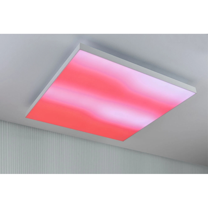 Paulmann 79910 - LED/31 Вт RGBW стельовий світильник LORIA з регулюванням яскравості 230 В 3000–6500 К 59,5×59,5 см білий + пульт дистанційного керування
