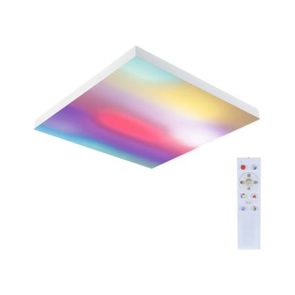Paulmann 79910 - LED/31 Вт RGBW стельовий світильник LORIA з регулюванням яскравості 230 В 3000–6500 К 59,5×59,5 см білий + пульт дистанційного керування