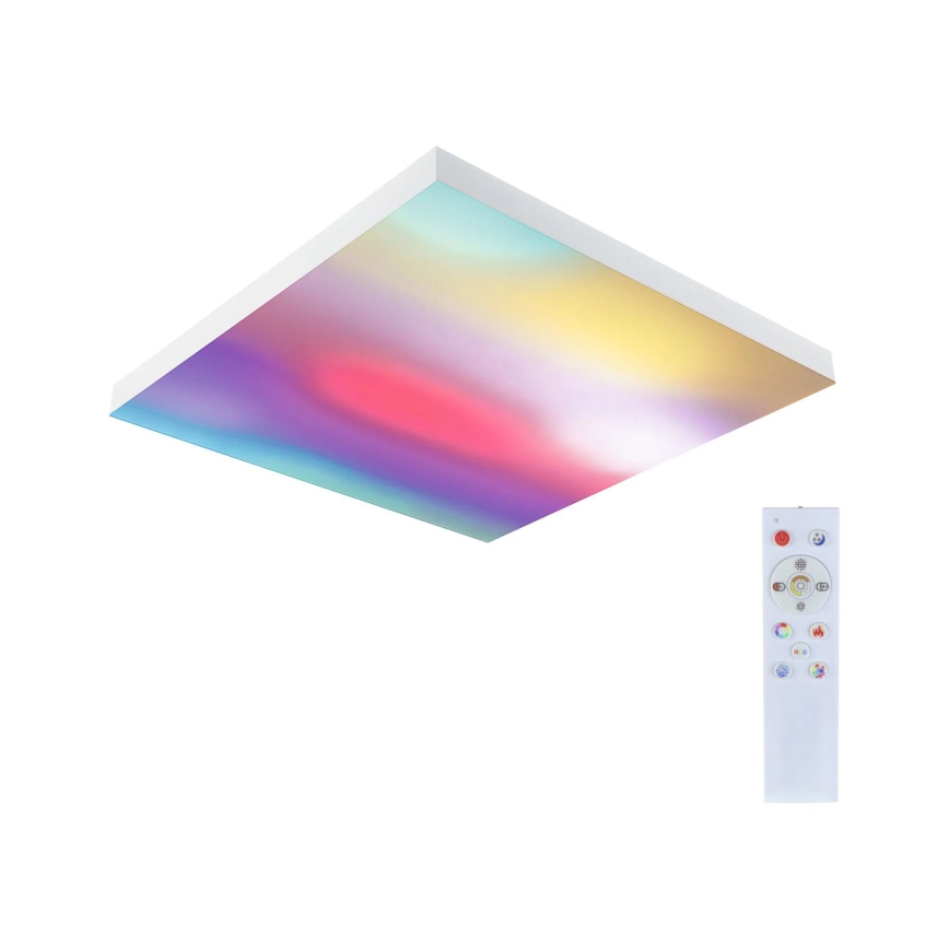 Paulmann 79910 - LED/31 Вт RGBW стельовий світильник LORIA з регулюванням яскравості 230 В 3000–6500 К 59,5×59,5 см білий + пульт дистанційного керування