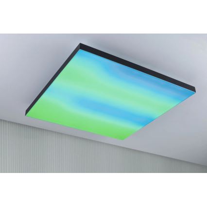 Paulmann 79913 - LED/31W RGBW затемнюваний стельовий світильник LORIA 230V 3000-6500K 59,5x59,5 cm чорний + пульт дистанційного керування