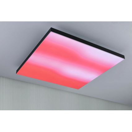 Paulmann 79913 - LED/31W RGBW затемнюваний стельовий світильник LORIA 230V 3000-6500K 59,5x59,5 cm чорний + пульт дистанційного керування