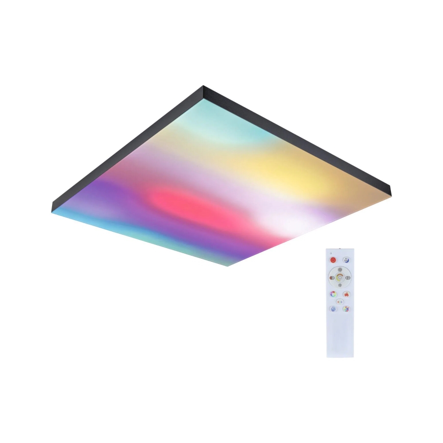 Paulmann 79913 - LED/31W RGBW затемнюваний стельовий світильник LORIA 230V 3000-6500K 59,5x59,5 cm чорний + пульт дистанційного керування