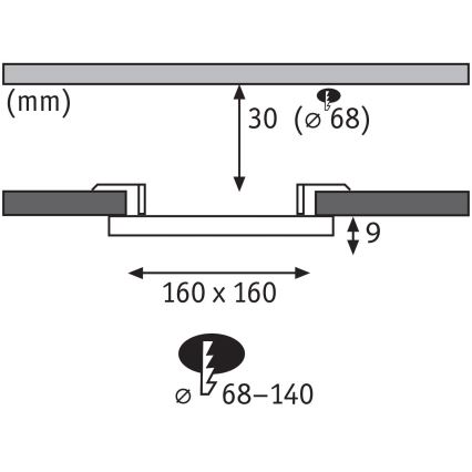 Paulmann 79948 - LED/12W IP44 Вбудований стельовий світильник для ванної кімнати VARIFIT з регульованою яскравістю 230V