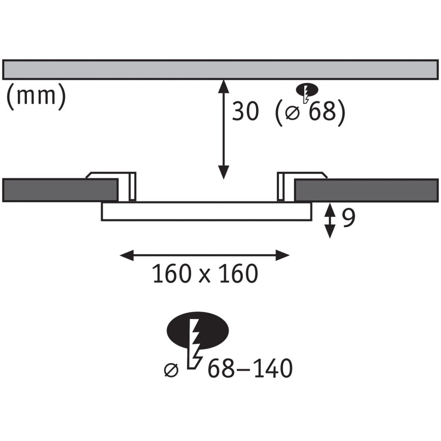 Paulmann 79948 - LED/12W IP44 Вбудований стельовий світильник для ванної кімнати VARIFIT з регульованою яскравістю 230V