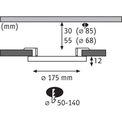 Paulmann 79965 - LED/13W IP44 Диммируемый встраиваемый потолочный светильник для ванной AREO 230V диаметр 17,5 см черный