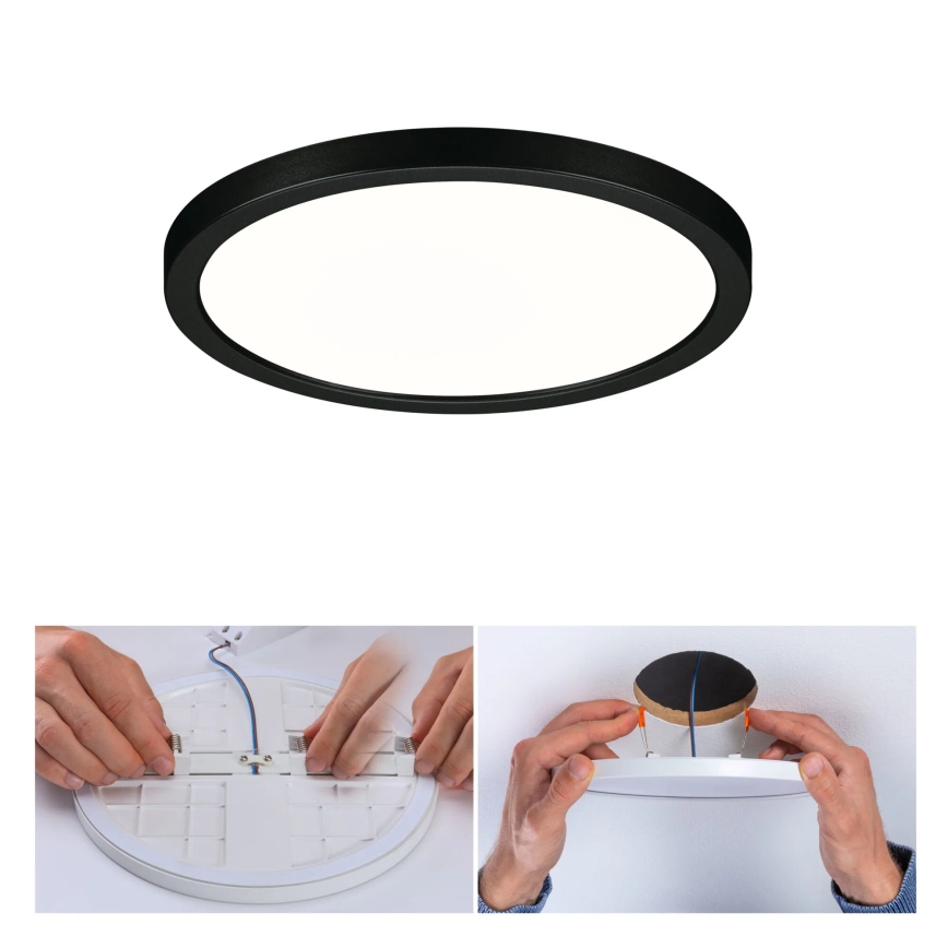 Paulmann 79965 - LED/13W IP44 вбудований стельовий світильник для ванної з регулюванням яскравості AREO, 230V, діаметр 17,5 см, чорний