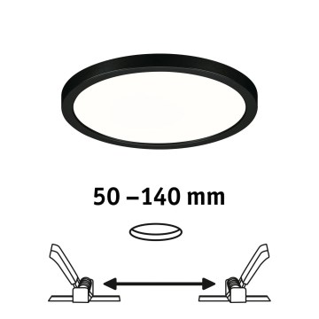Paulmann 79965 - LED/13W IP44 вбудований стельовий світильник для ванної з регулюванням яскравості AREO, 230V, діаметр 17,5 см, чорний