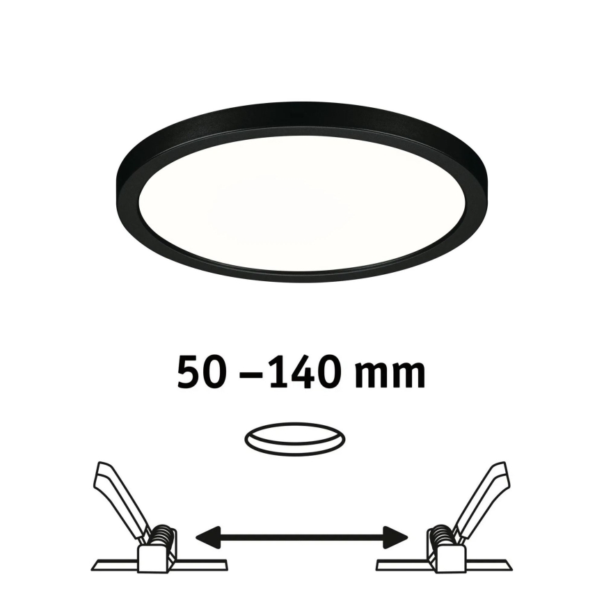 Paulmann 79965 - LED/13W IP44 вбудований стельовий світильник для ванної з регулюванням яскравості AREO, 230V, діаметр 17,5 см, чорний