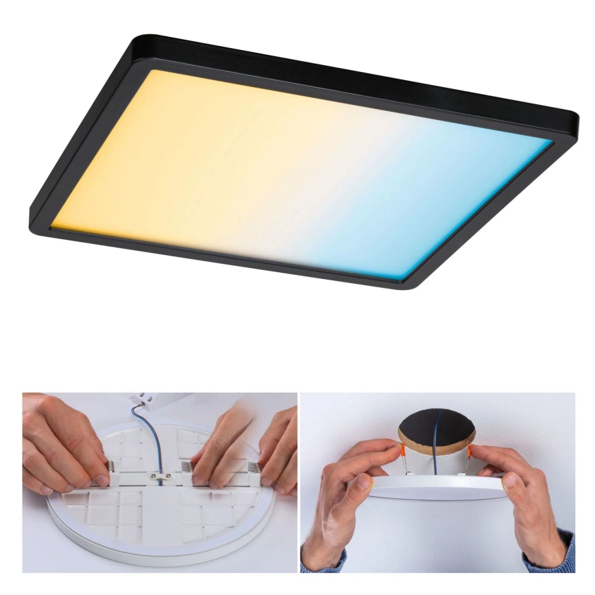 Paulmann 79967 - Встраиваемый потолочный светильник для ванной AREO, LED 16 Вт, IP44, диммируемый, 230 В, 23x23 см, черный