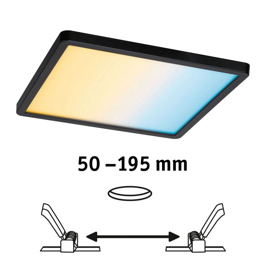 Paulmann 79967 - Встраиваемый потолочный светильник для ванной AREO, LED 16 Вт, IP44, диммируемый, 230 В, 23x23 см, черный
