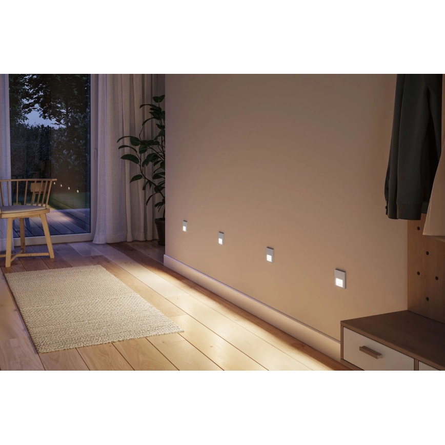 Paulmann 80003 - LED/1W Лестничный светильник с датчиком TSARO 230V Lead/матовый хром