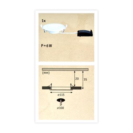 Paulmann 92061 - Подвесной потолочный светильник для ванной комнаты QUALITY LINE 230V LED/6W IP44