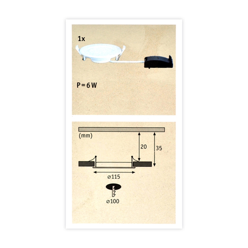 Paulmann 92061 - Подвесной потолочный светильник для ванной комнаты QUALITY LINE 230V LED/6W IP44