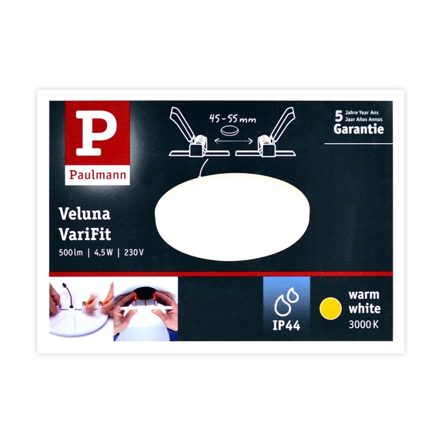 Paulmann 92387 - LED/4,5W IP44 Вбудований світильник для ванної кімнати VARIFIT 230V