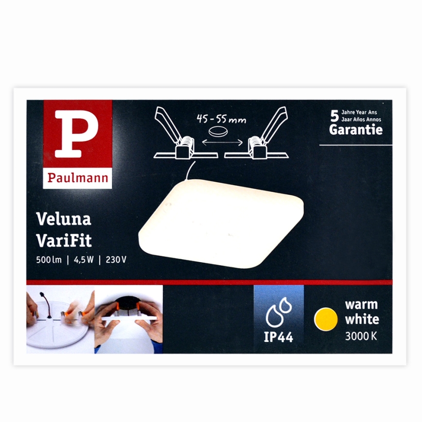 Paulmann 92393 - LED/4,5W IP44 Вбудований світильник для ванної кімнати VARIFIT 230V