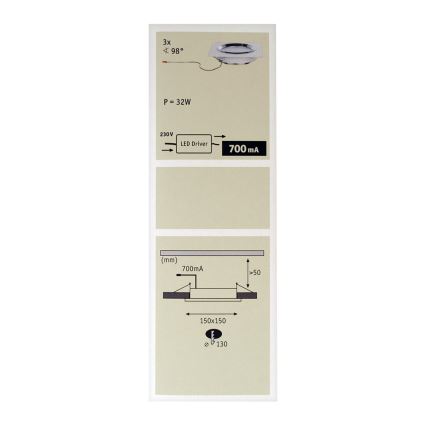Paulmann 92695 - НАБОР 3x LED/8W Встроенный светильник с регулированием яркости DICE 230V
