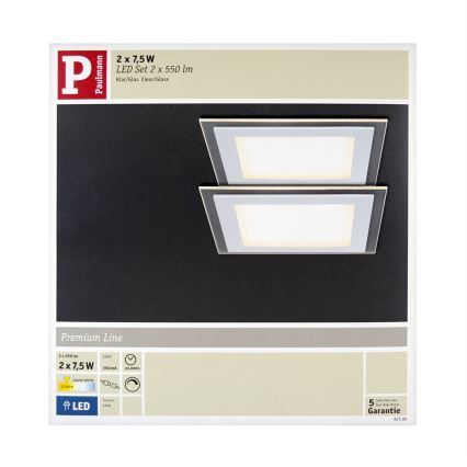 Paulmann 92706 - НАБІР 2xLED/7,5W Стельовий вбудований світильник з регулюванням яскравості DECODICE 230V