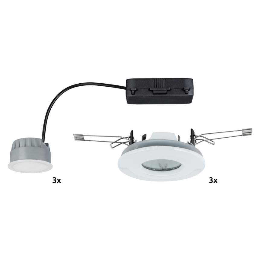 Paulmann 92847 - НАБІР 3xLED/7W IP65 Світлодіодний вбудований світильник для ванної з регулюванням яскравості COIN 230V
