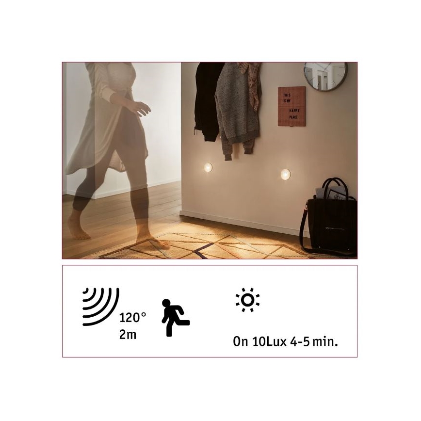 Paulmann 92925 - LED/2,7 Вт Світильник для сходів із сенсором WAND 230В 2700К